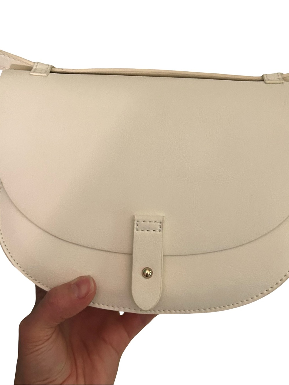 Women's White Saddle Crossbody Bag - Minimalist Shoulder Purse